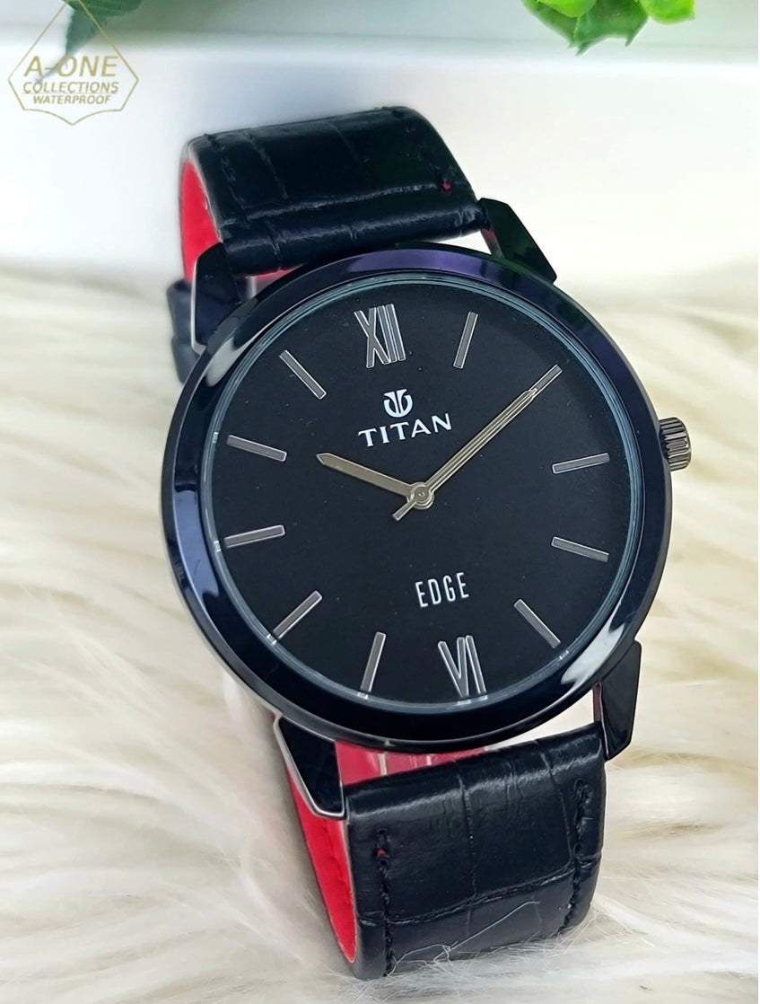 Titan Edge Quartz Watch | Black Titan Watch for Men