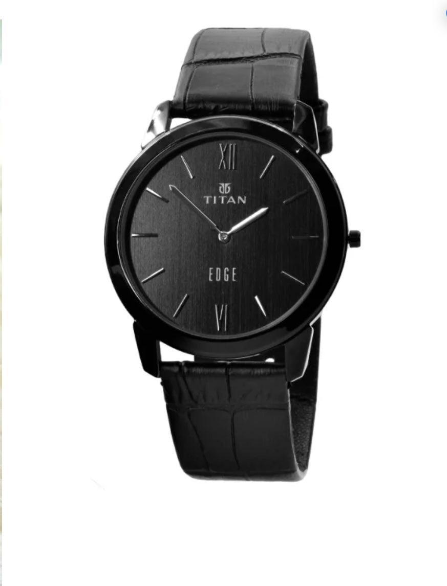 Titan Edge Quartz Watch | Black Titan Watch for Men