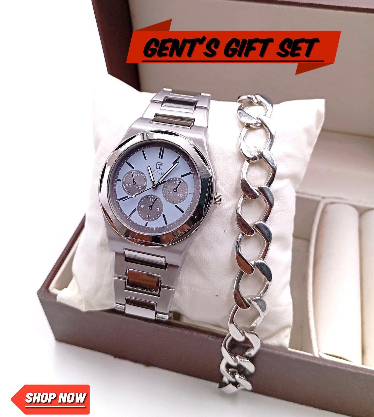 Men’s chain watch with metal braslat