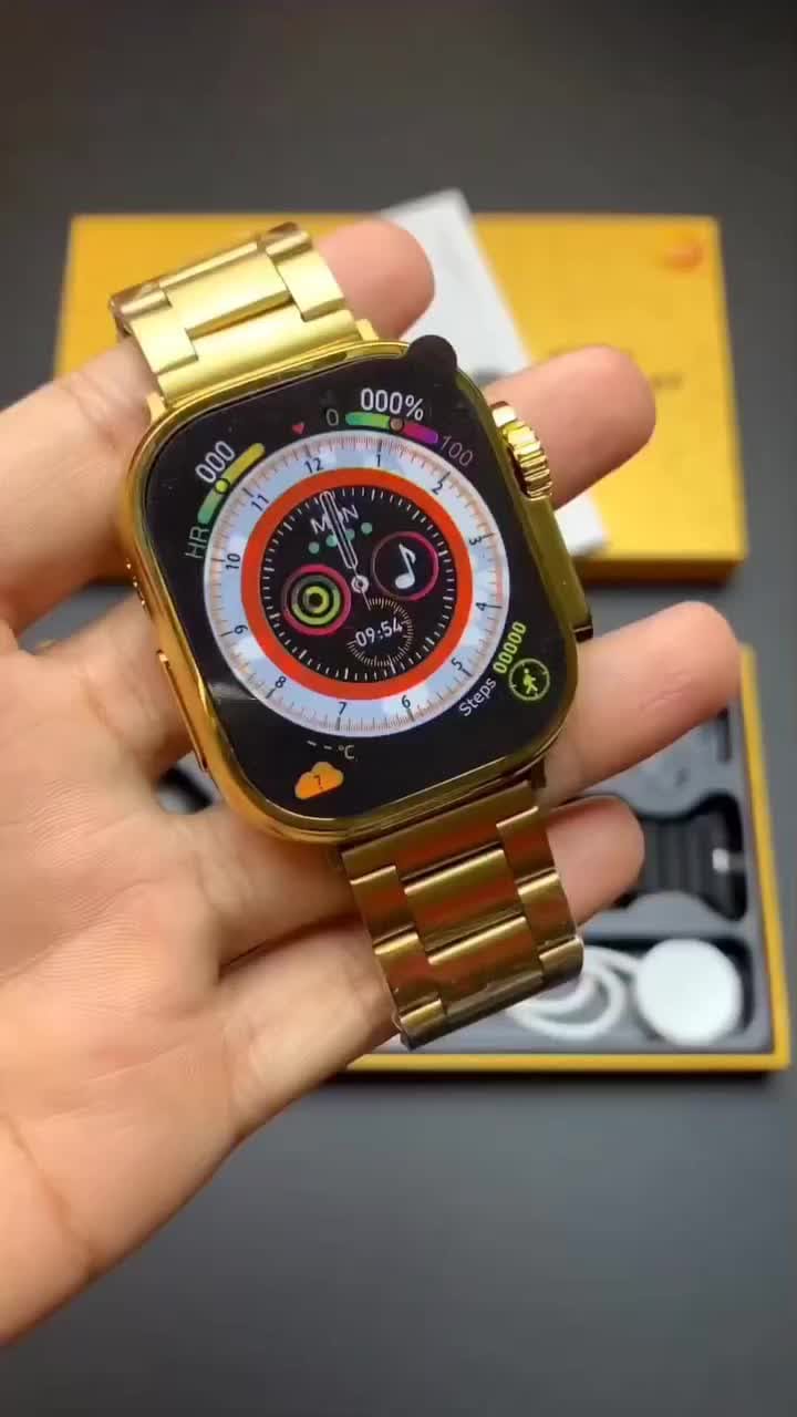 Hk9 Ultra Golden Edition Big 2.2 Infinite Display Smart Watch.